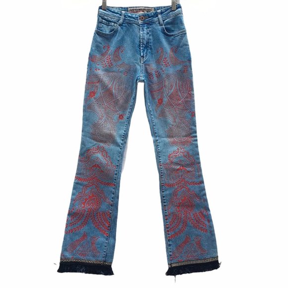 Y2K PARASUCO PATTERNED BOOTCUT JEANS - Picture 1 of 4